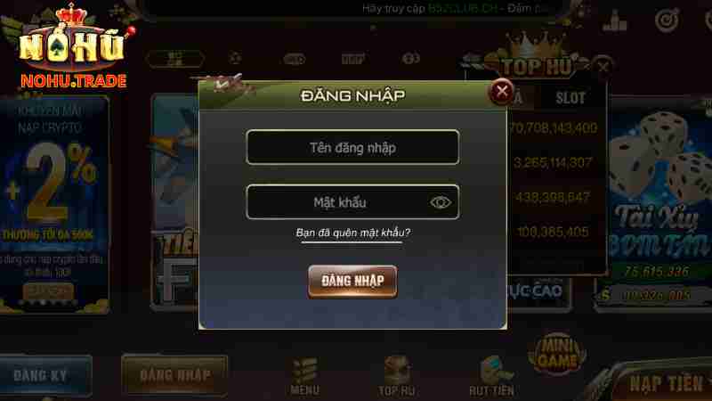 Giao diện đăng nhập và các game hot của B52 Club 2026