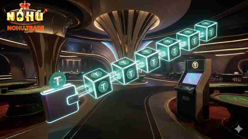 Minh họa giao dịch tiền ảo USDT trên nền tảng Blockchain